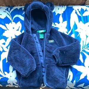 L.L. Bean navy bear fleece hoodie zip up